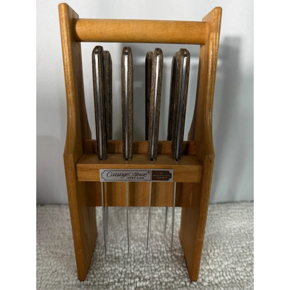 Carriage House Chef‎ Line Steak Knives Set with Wooden Block Washington Forge